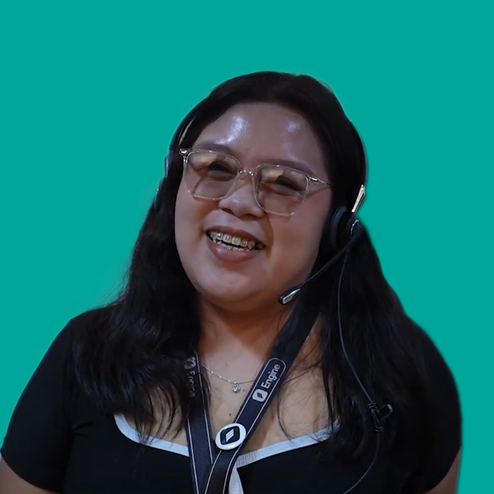 Philippines woman wearing wired headset